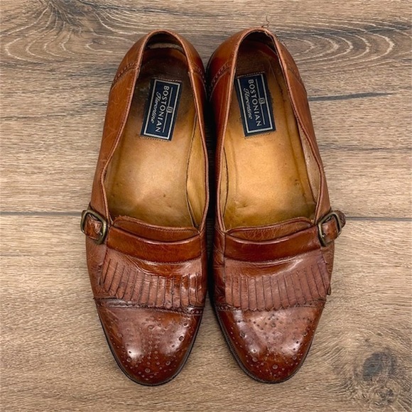 Bostonian Florentine Mens Size 8 Brown Leather Vintage Monk Strap Kiltie Loafers - Picture 3 of 10